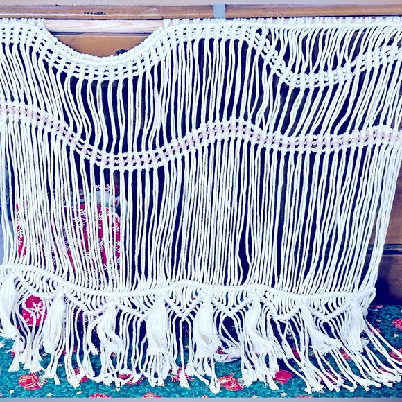 NEW:Shabby_Chic Handwoven Wavy Textured Macramé Wall Decor: Tapestry Knotted Art - Picture 8 of 16